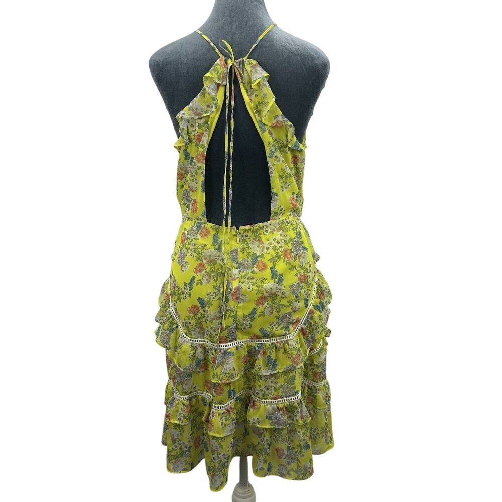 Marissa Webb Collective x RTR Women’s 6 Yellow Ruffle Halter Floral Mini Dress - Picture 3 of 16